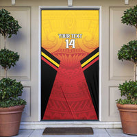 Papua New Guinea Rugby Custom Door Cover Go PNG Hunters Polynesian Pattern LT14 Red - Polynesian Pride