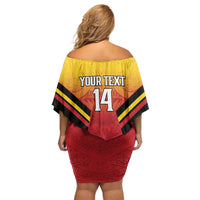 Papua New Guinea Rugby Custom Family Matching Off Shoulder Short Dress and Hawaiian Shirt Go PNG Hunters Polynesian Pattern LT14 - Polynesian Pride