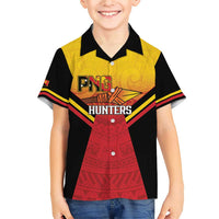 Papua New Guinea Rugby Custom Family Matching Short Sleeve Bodycon Dress and Hawaiian Shirt Go PNG Hunters Polynesian Pattern LT14 Son's Shirt Red - Polynesian Pride