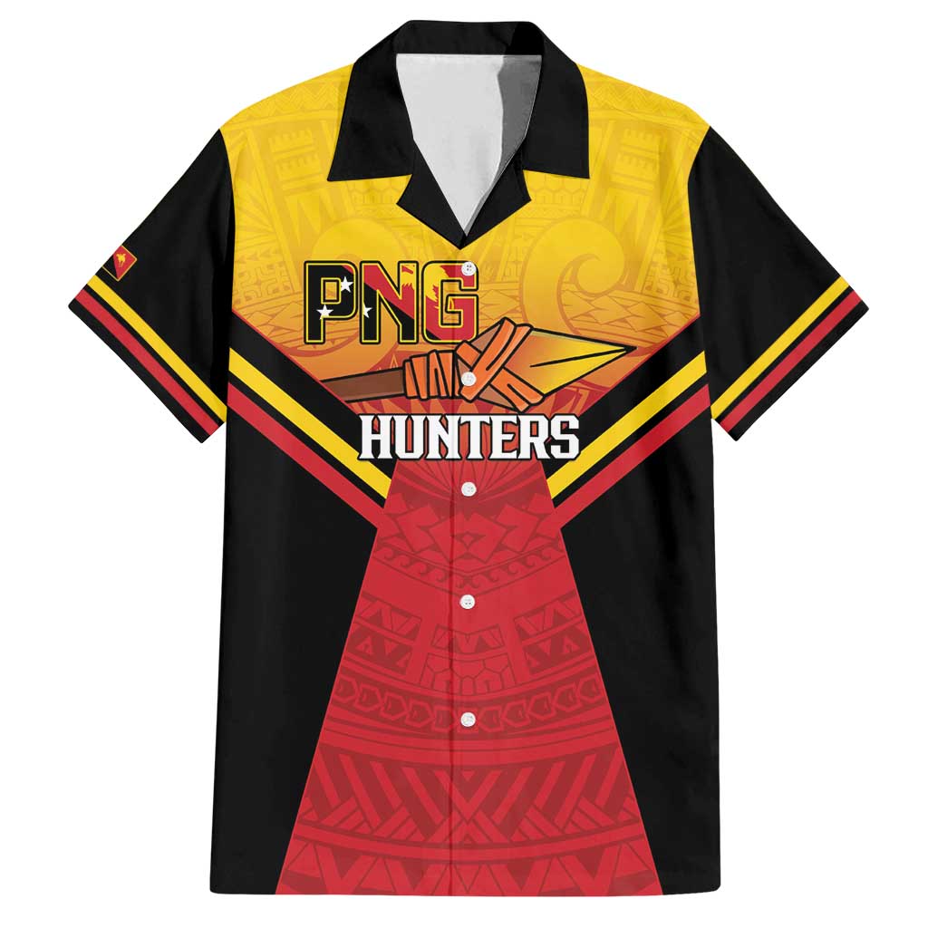 Papua New Guinea Rugby Custom Family Matching Tank Maxi Dress and Hawaiian Shirt Go PNG Hunters Polynesian Pattern LT14 Dad's Shirt - Short Sleeve Red - Polynesian Pride