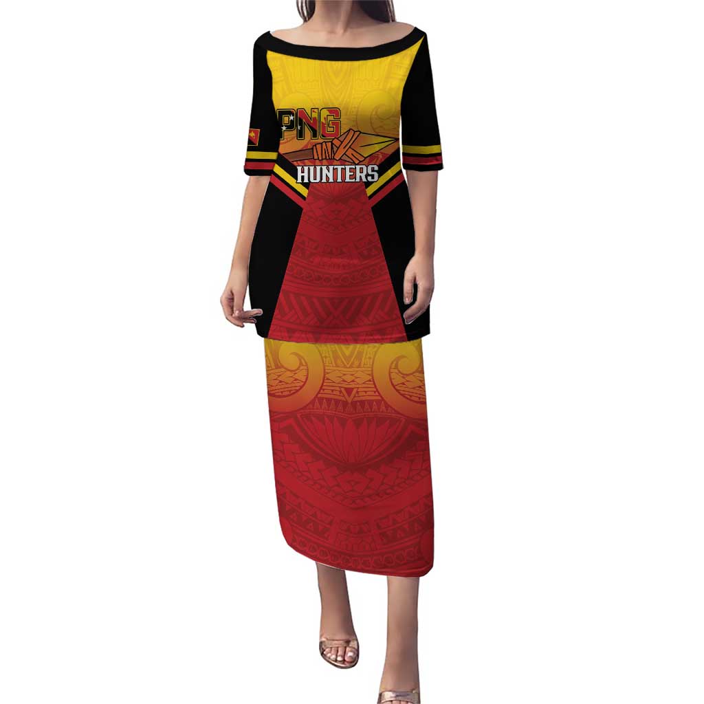 Papua New Guinea Rugby Custom Puletasi Go PNG Hunters Polynesian Pattern - Polynesian Pride