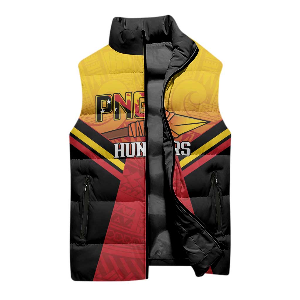 Papua New Guinea Rugby Custom Sleeveless Puffer Jacket Go PNG Hunters Polynesian Pattern - Polynesian Pride