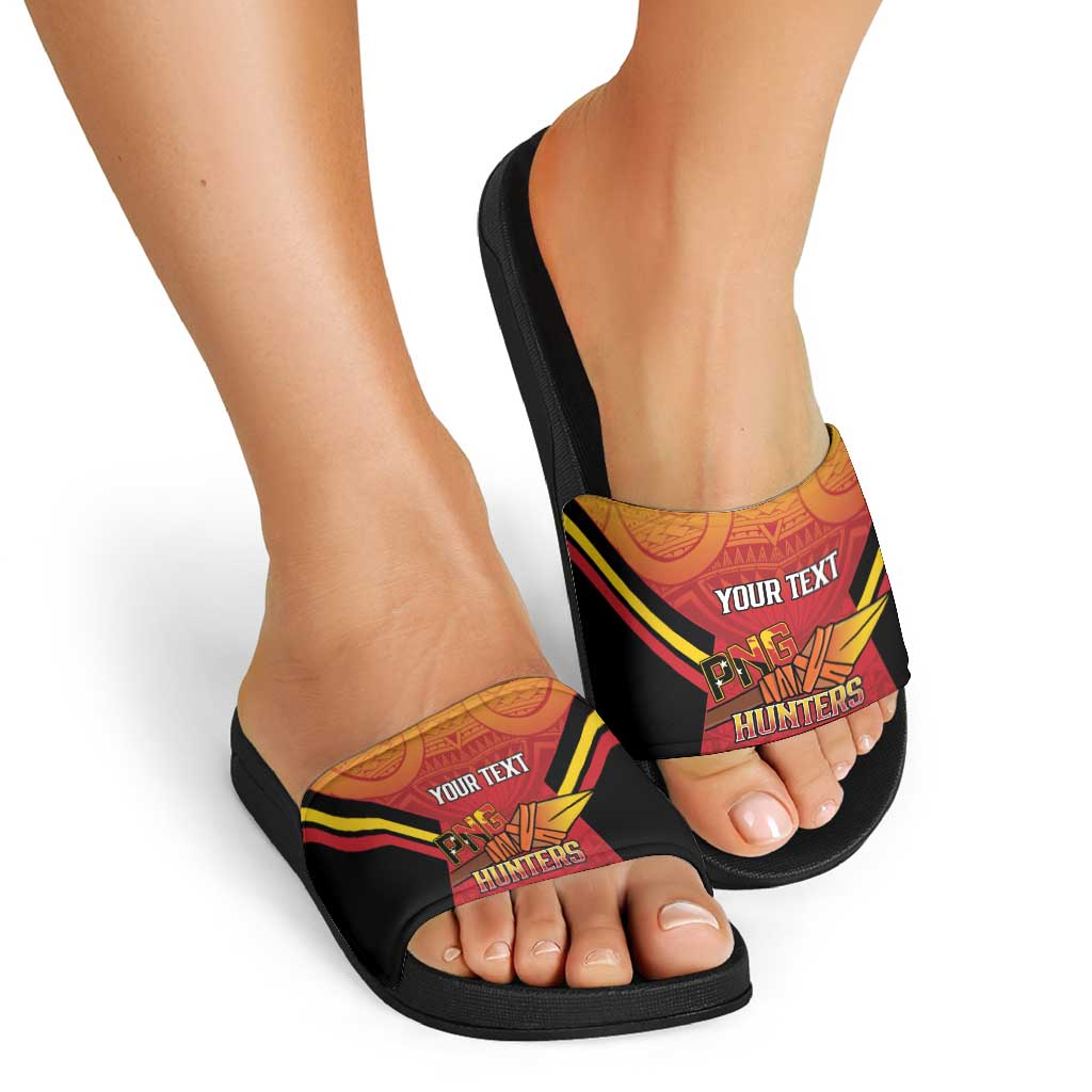 Papua New Guinea Rugby Custom Slide Sandals Go PNG Hunters Polynesian Pattern - Polynesian Pride