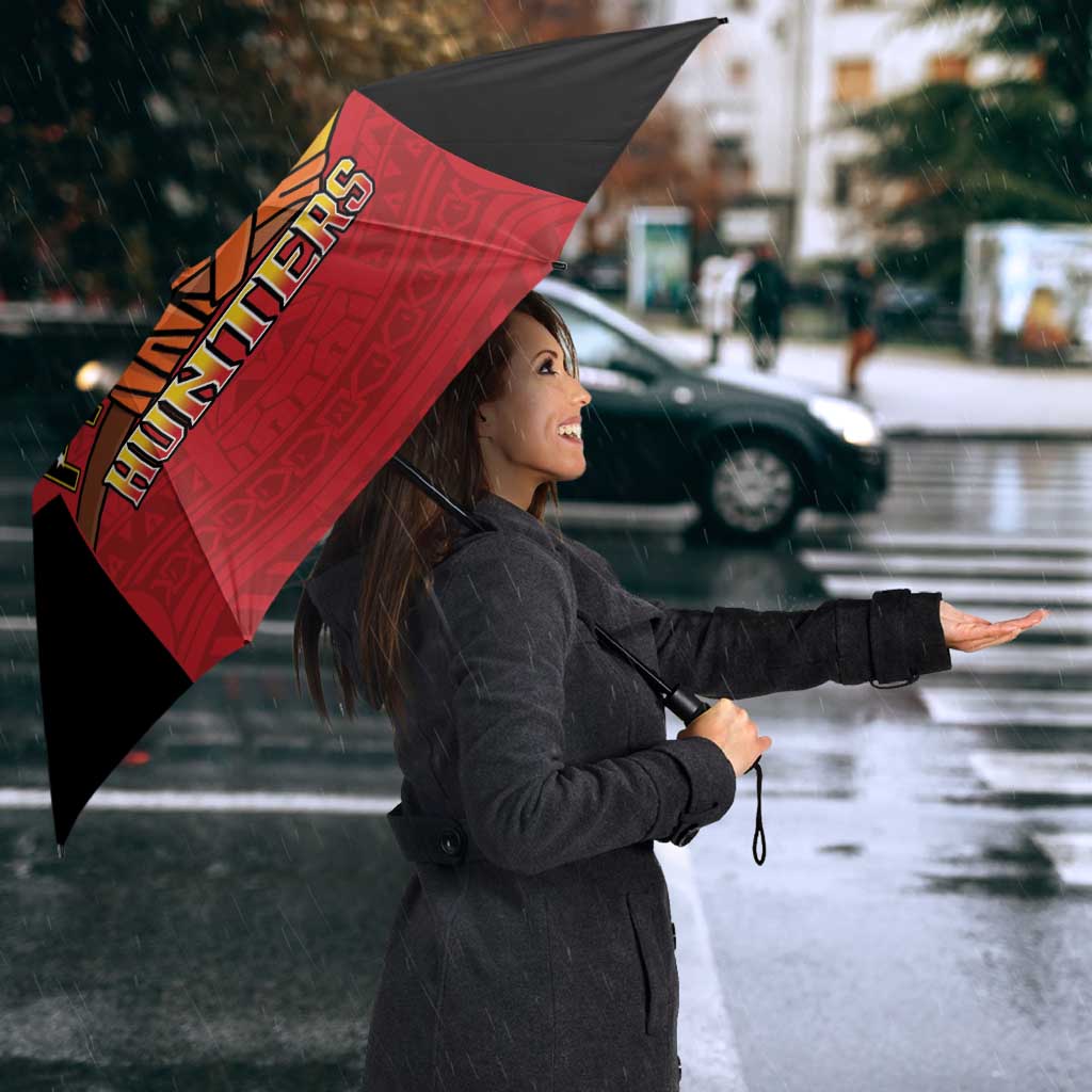 Papua New Guinea Rugby Custom Umbrella Go PNG Hunters Polynesian Pattern - Polynesian Pride