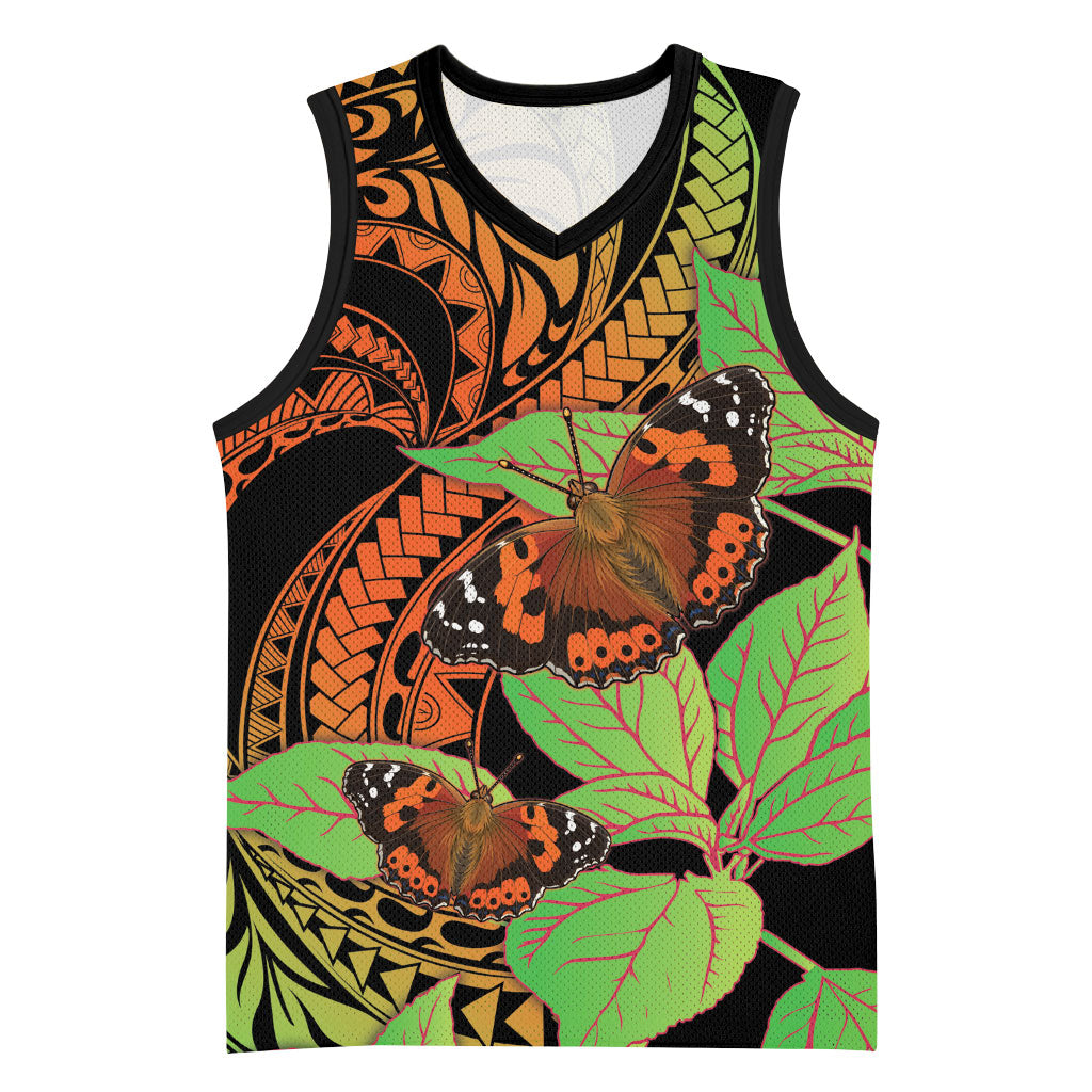 Kamehameha Butterfly Hawaii Basketball Jersey Hawaiian Pulelehua Mamaki Orange Green Color