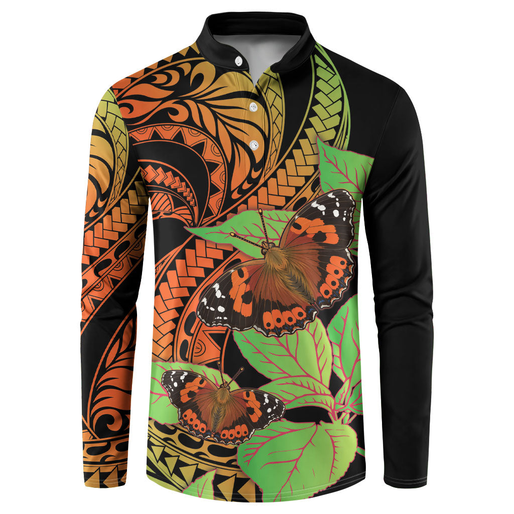 Kamehameha Butterfly Hawaii Button Sweatshirt Hawaiian Pulelehua Mamaki Orange Green Color