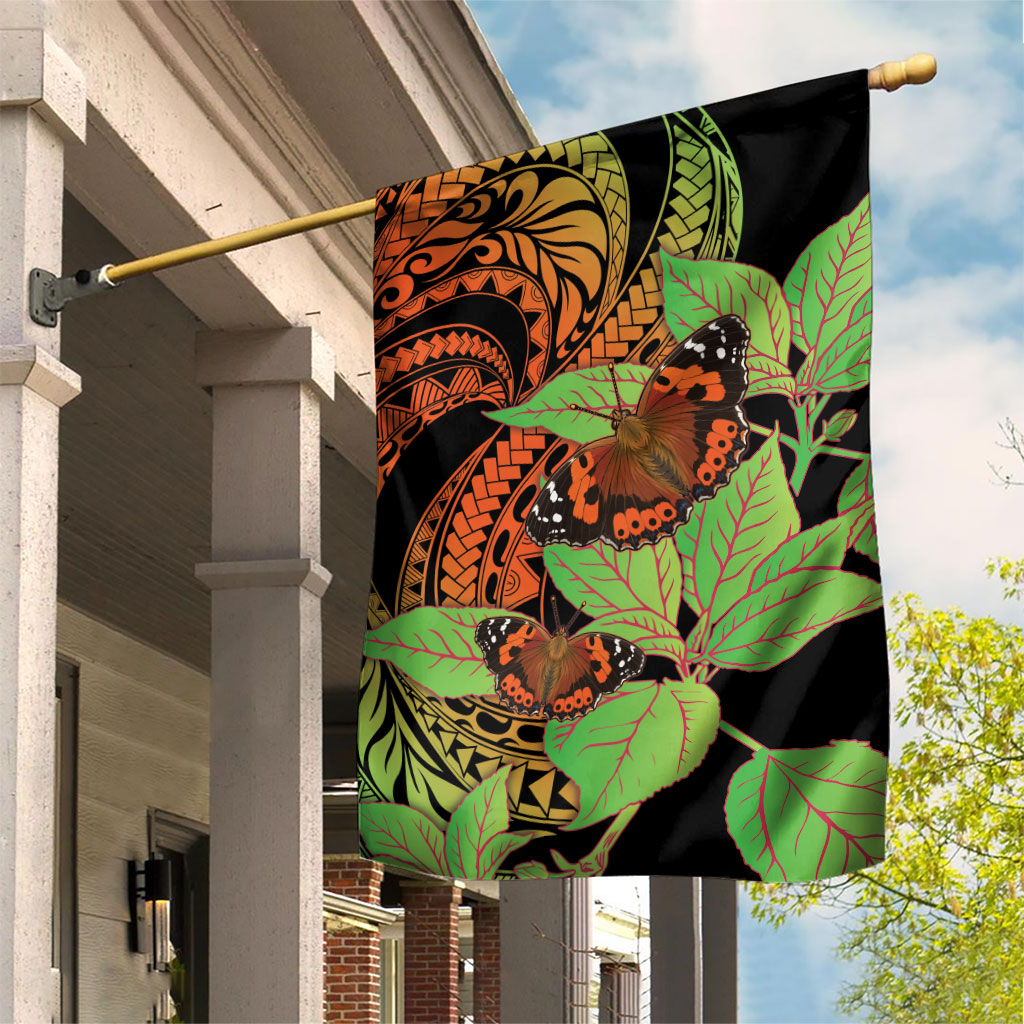 Kamehameha Butterfly Hawaii Garden Flag Hawaiian Pulelehua Mamaki Orange Green Color LT14 House Flag Multicolor - Polynesian Pride