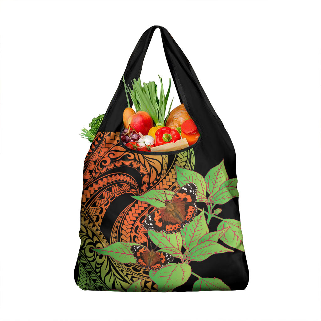 Kamehameha Butterfly Hawaii Grocery Bag Hawaiian Pulelehua Mamaki Orange Green Color LT14 1-pack One Size Multicolor - Polynesian Pride