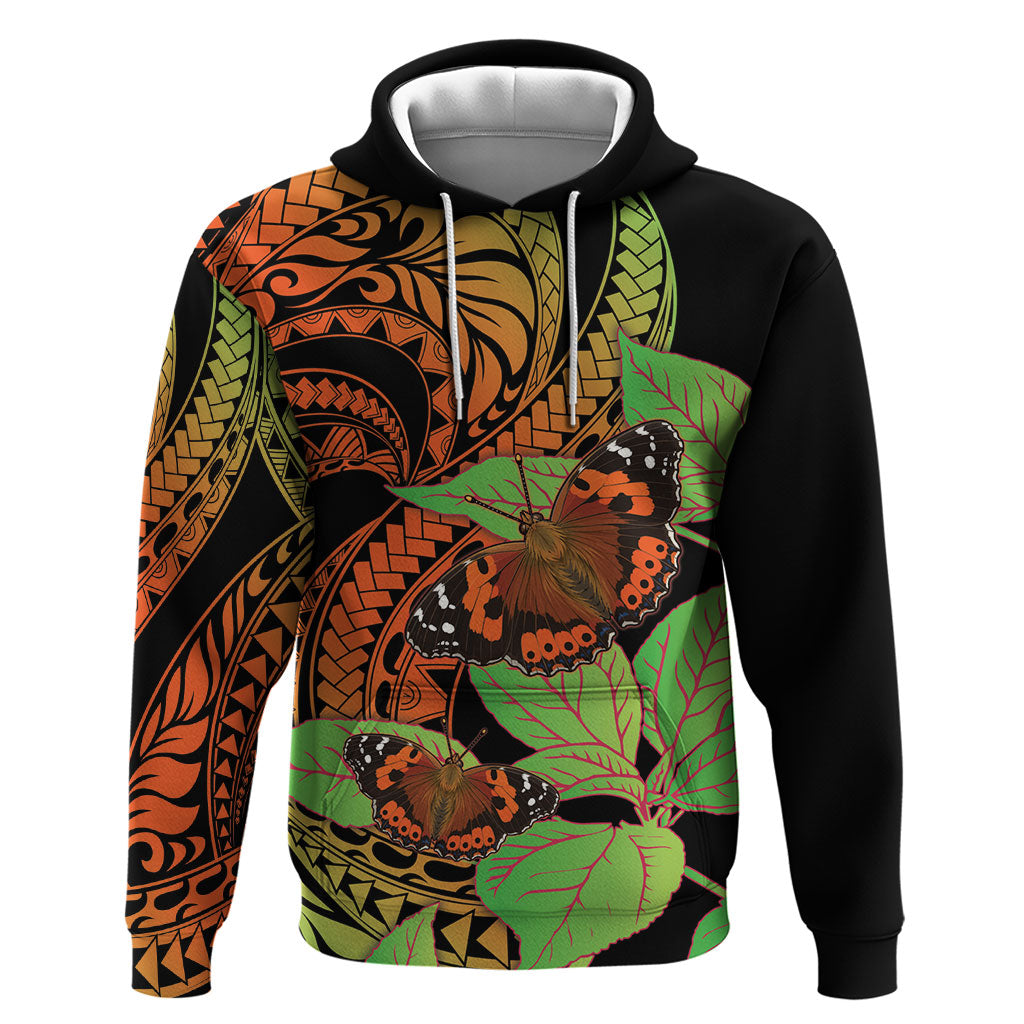 Kamehameha Butterfly Hawaii Hoodie Hawaiian Pulelehua Mamaki Orange Green Color LT14 Pullover Hoodie Multicolor - Polynesian Pride