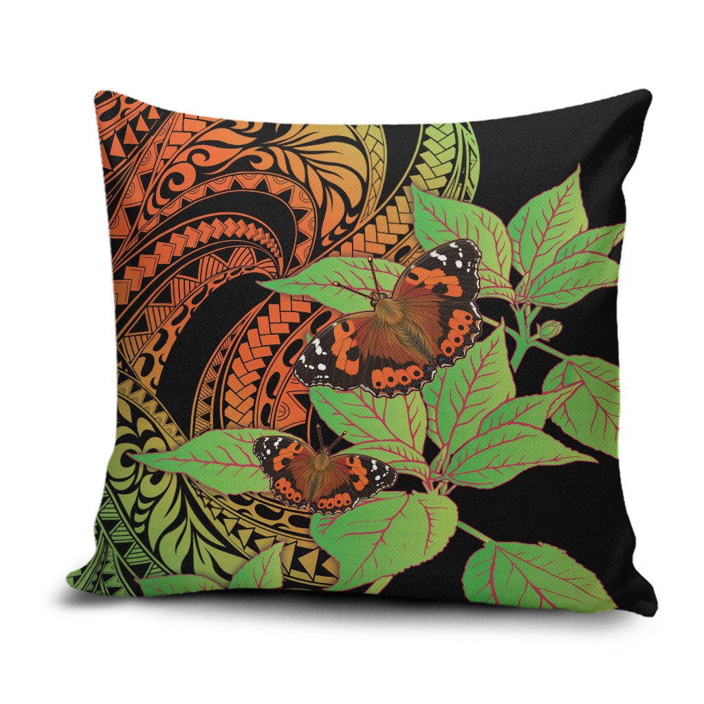 Kamehameha Butterfly Hawaii Pillow Cover Hawaiian Pulelehua Mamaki Orange Green Color