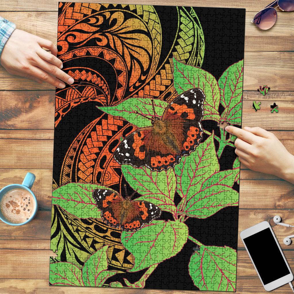 Kamehameha Butterfly Hawaii Puzzle Hawaiian Pulelehua Mamaki Orange Green Color LT14 Multicolor - Polynesian Pride