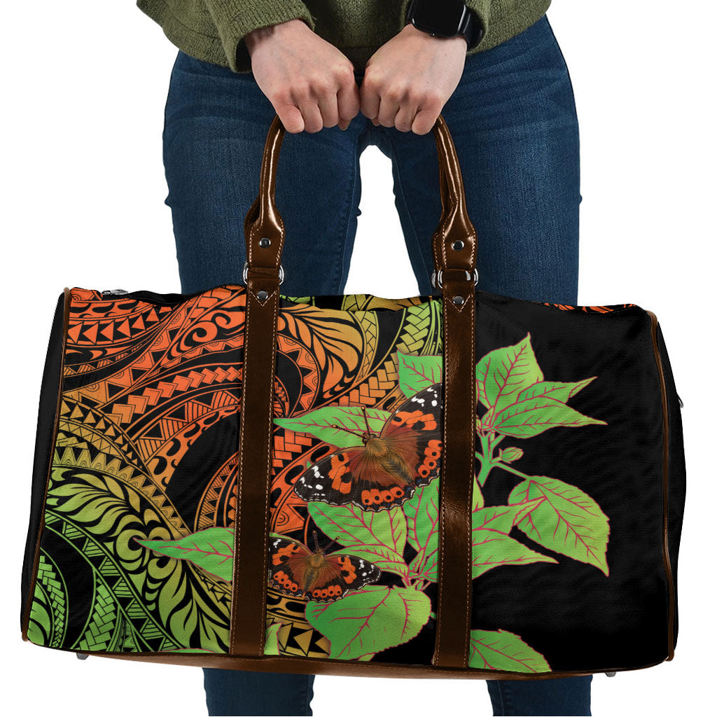 Kamehameha Butterfly Hawaii Travel Bag Hawaiian Pulelehua Mamaki Orange Green Color LT14 Multicolor - Polynesian Pride