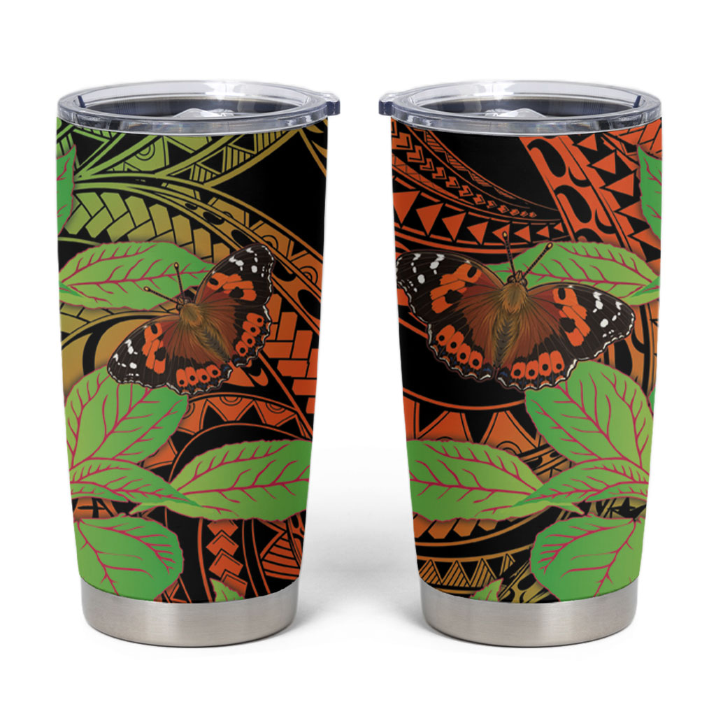 Kamehameha Butterfly Hawaii Tumbler Cup Hawaiian Pulelehua Mamaki Orange Green Color