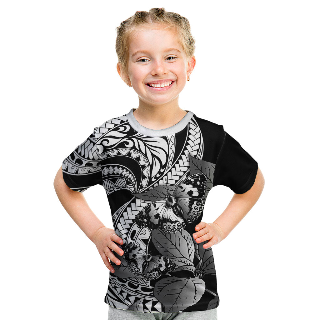 Kamehameha Butterfly Hawaii Kid T Shirt Hawaiian Pulelehua Mamaki Black Color LT14 Black - Polynesian Pride