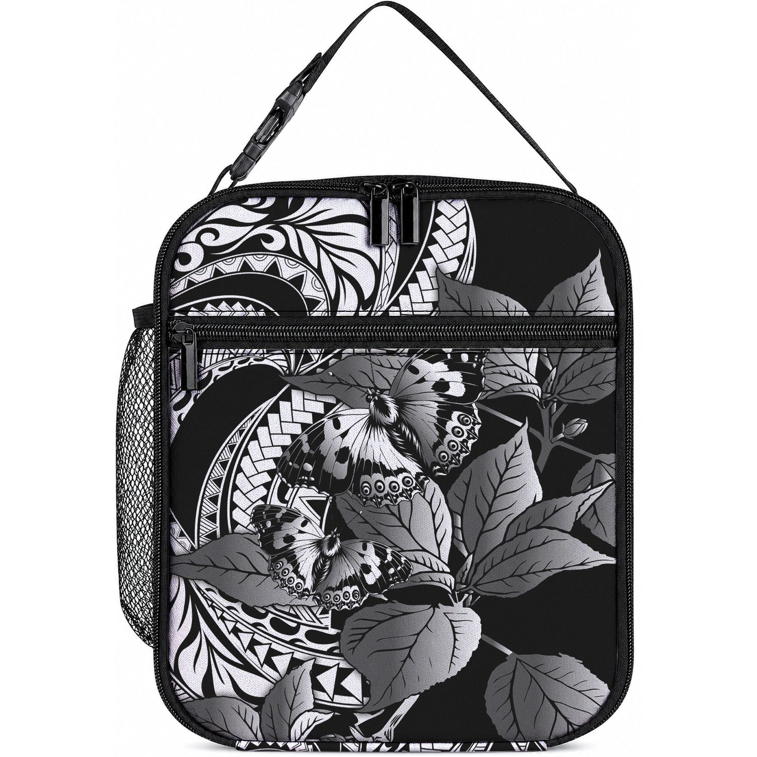 Kamehameha Butterfly Hawaii Lunch Bag Hawaiian Pulelehua Mamaki Black Color LT14 10.2 × 8.3 × 4.3 inch Black - Polynesian Pride