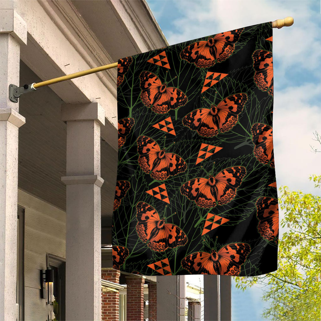 Kamehameha Butterfly Mamaki Hawaii Garden Flag Pulelehua Hawaiian Kakau Seamless Style LT14 House Flag Black - Polynesian Pride