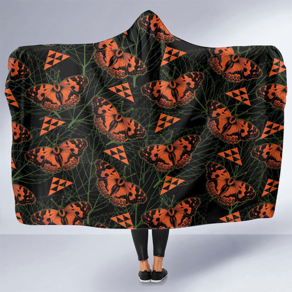 Kamehameha Butterfly Mamaki Hawaii Hooded Blanket Pulelehua Hawaiian Kakau Seamless Style