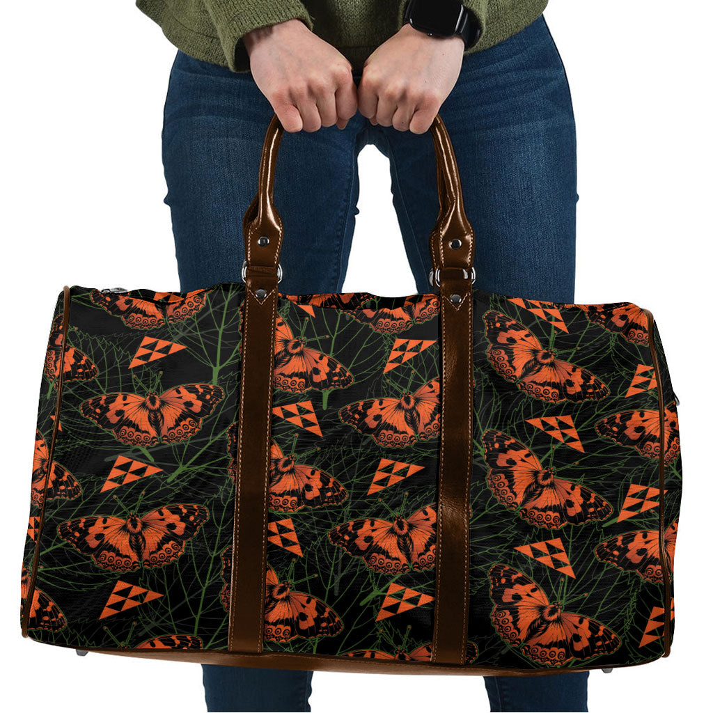 Kamehameha Butterfly Mamaki Hawaii Travel Bag Pulelehua Hawaiian Kakau Seamless Style LT14 Black - Polynesian Pride