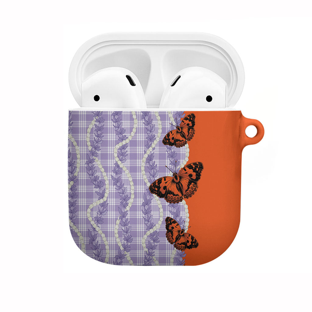 Kamehameha Butterfly Palaka Hawaii AirPods Case Pulelehua Honohono Pikake Lei LT14 Purple - Polynesian Pride