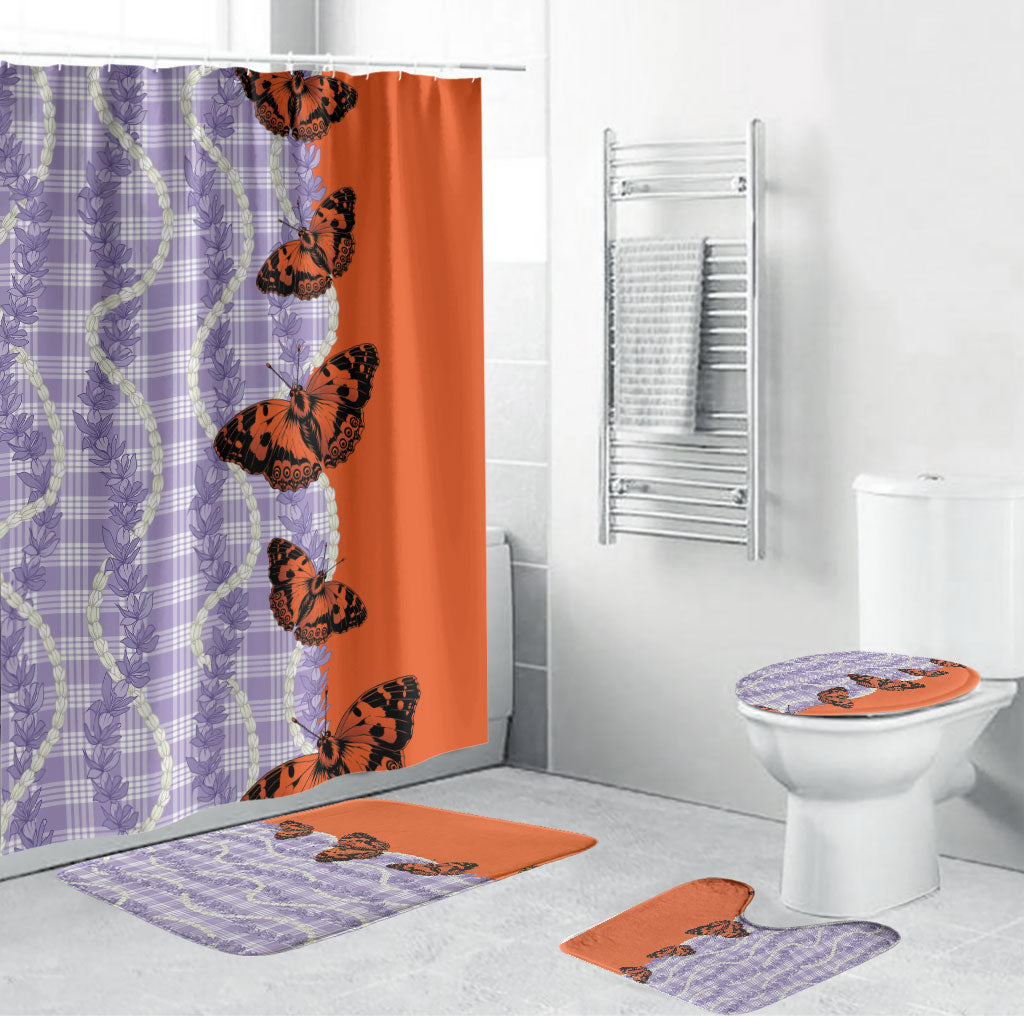 Kamehameha Butterfly Palaka Hawaii Bathroom Set Pulelehua Honohono Pikake Lei LT14 Bathroom Set (4 pcs) Purple - Polynesian Pride
