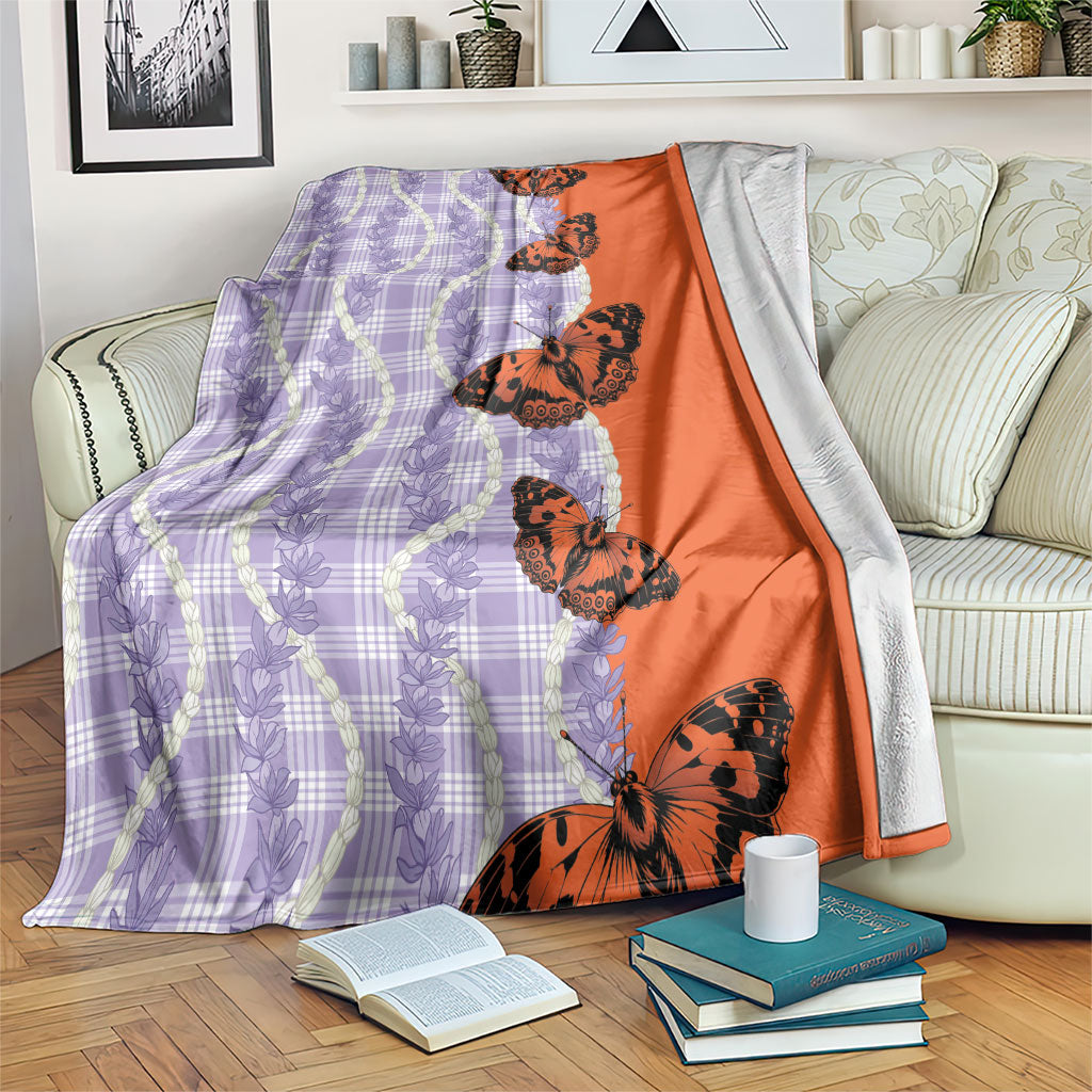 Kamehameha Butterfly Palaka Hawaii Blanket Pulelehua Honohono Pikake Lei LT14 Purple - Polynesian Pride