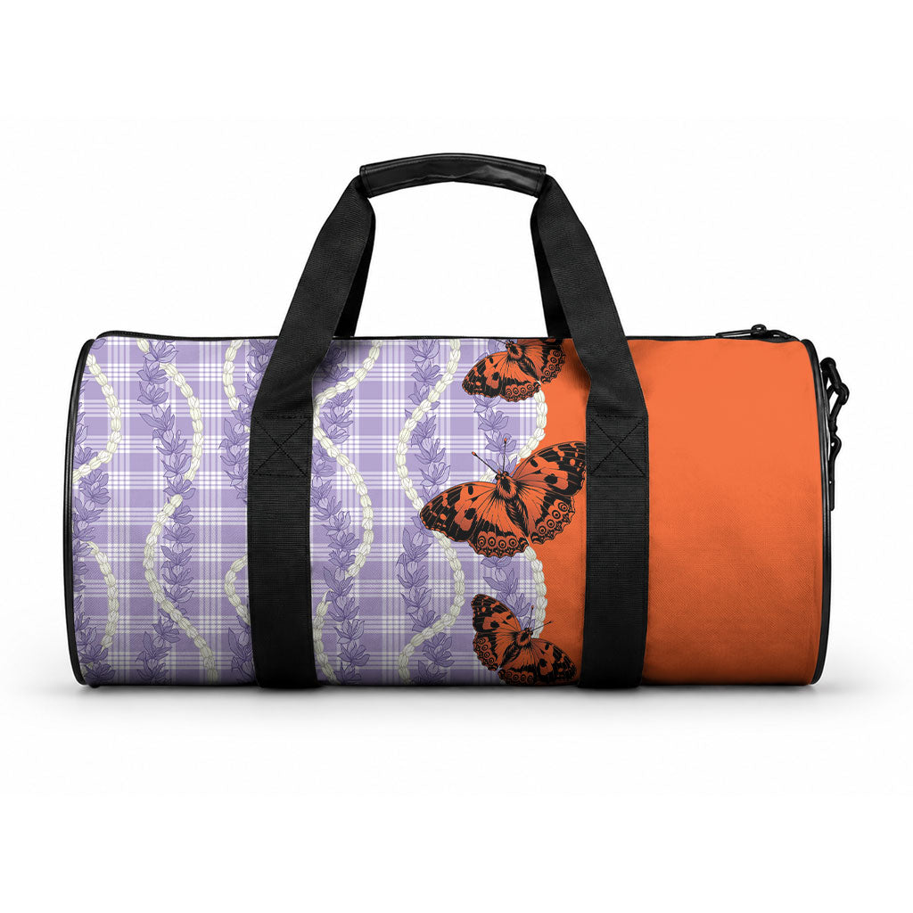 Kamehameha Butterfly Palaka Hawaii Duffle Bag Pulelehua Honohono Pikake Lei LT14 One size Purple - Polynesian Pride