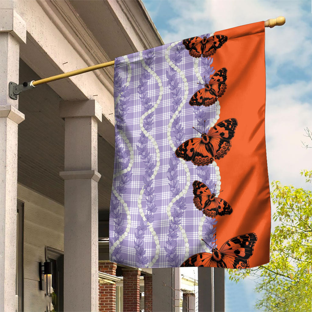 Kamehameha Butterfly Palaka Hawaii Garden Flag Pulelehua Honohono Pikake Lei LT14 House Flag Purple - Polynesian Pride