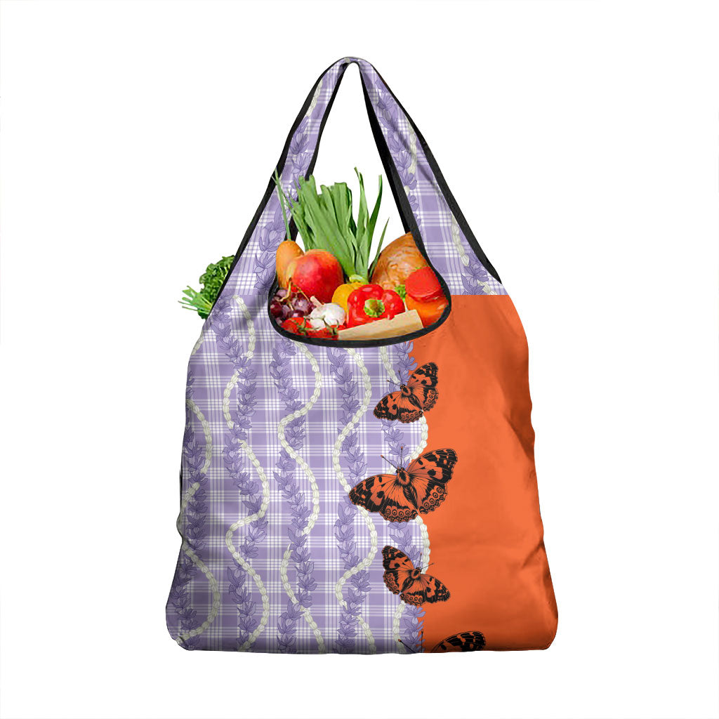 Kamehameha Butterfly Palaka Hawaii Grocery Bag Pulelehua Honohono Pikake Lei LT14 1-pack One Size Purple - Polynesian Pride