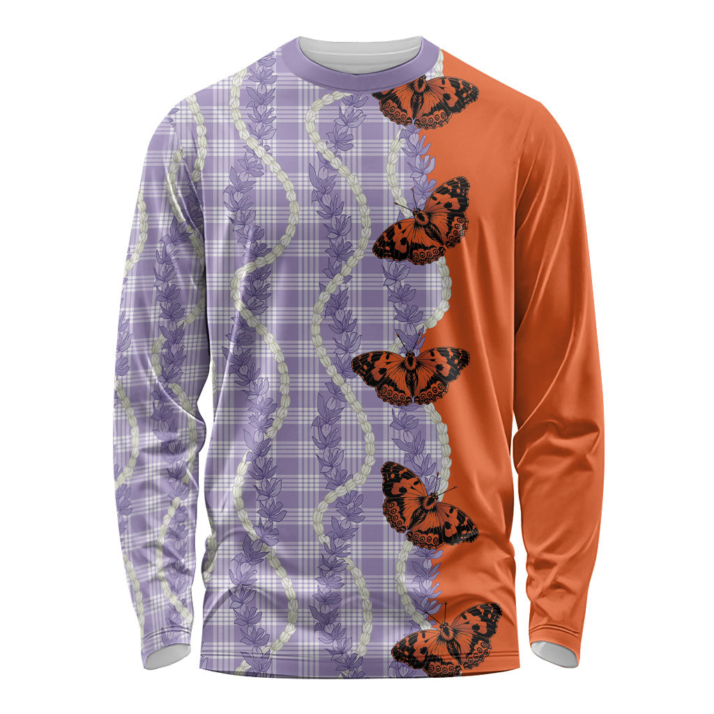 Kamehameha Butterfly Palaka Hawaii Long Sleeve Shirt Pulelehua Honohono Pikake Lei LT14 Unisex Purple - Polynesian Pride