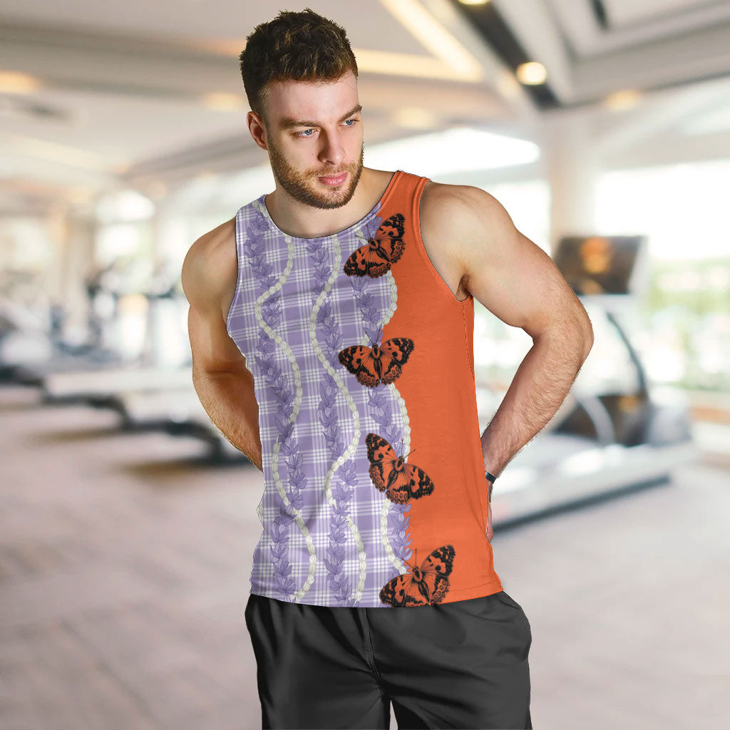 Kamehameha Butterfly Palaka Hawaii Men Tank Top Pulelehua Honohono Pikake Lei LT14 Purple - Polynesian Pride