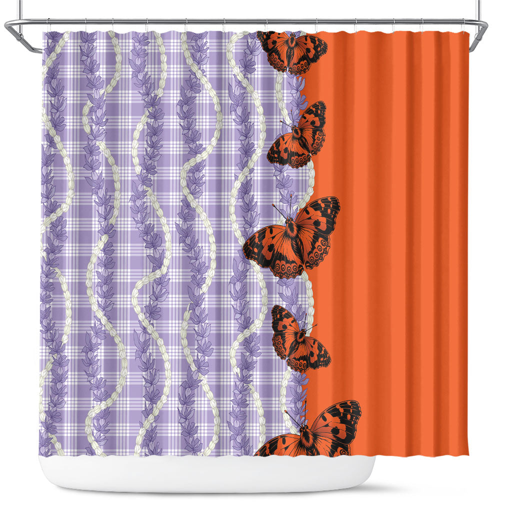 Kamehameha Butterfly Palaka Hawaii Shower Curtain Pulelehua Honohono Pikake Lei LT14 Purple - Polynesian Pride