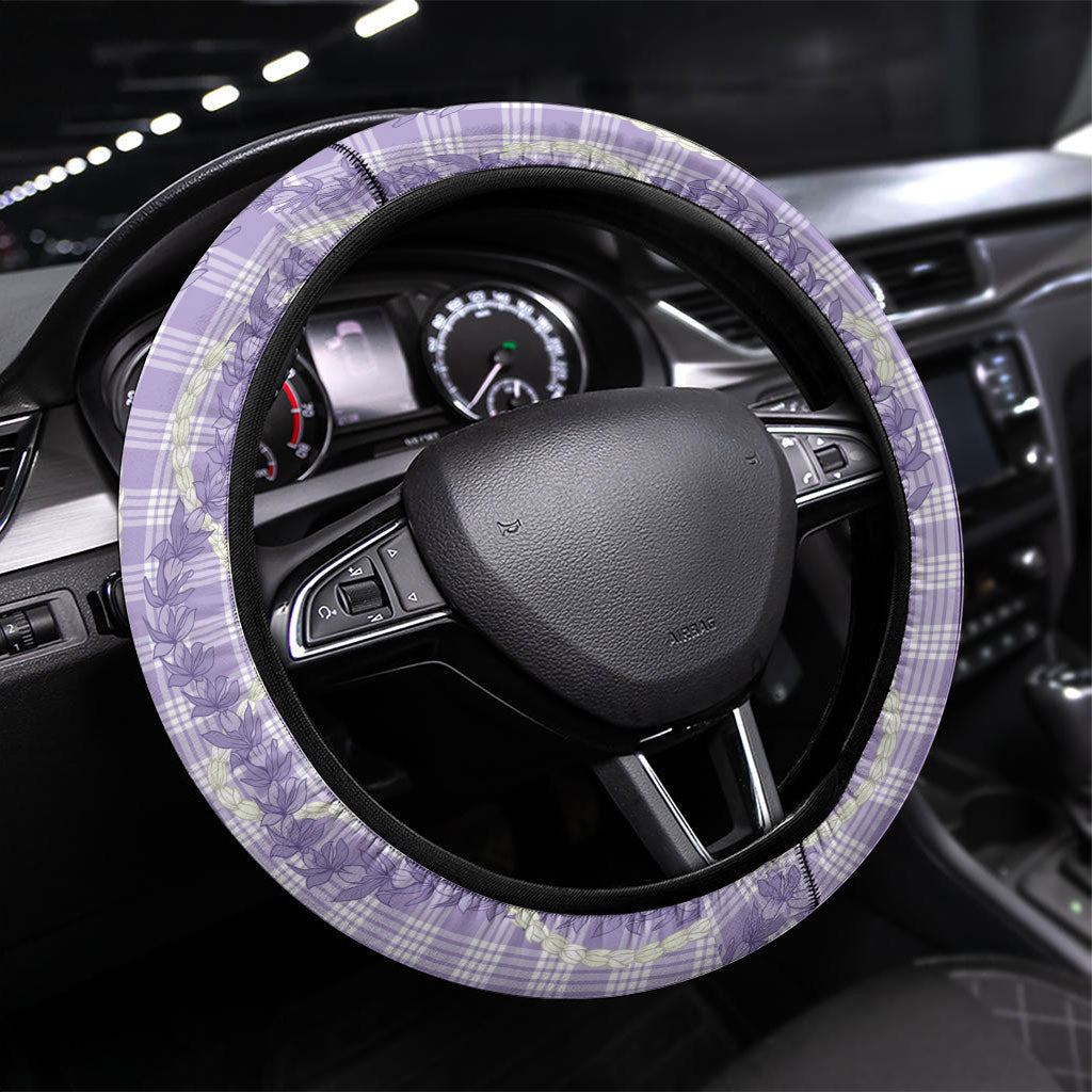 Kamehameha Butterfly Palaka Hawaii Steering Wheel Cover Pulelehua Honohono Pikake Lei LT14 Universal Fit Purple - Polynesian Pride