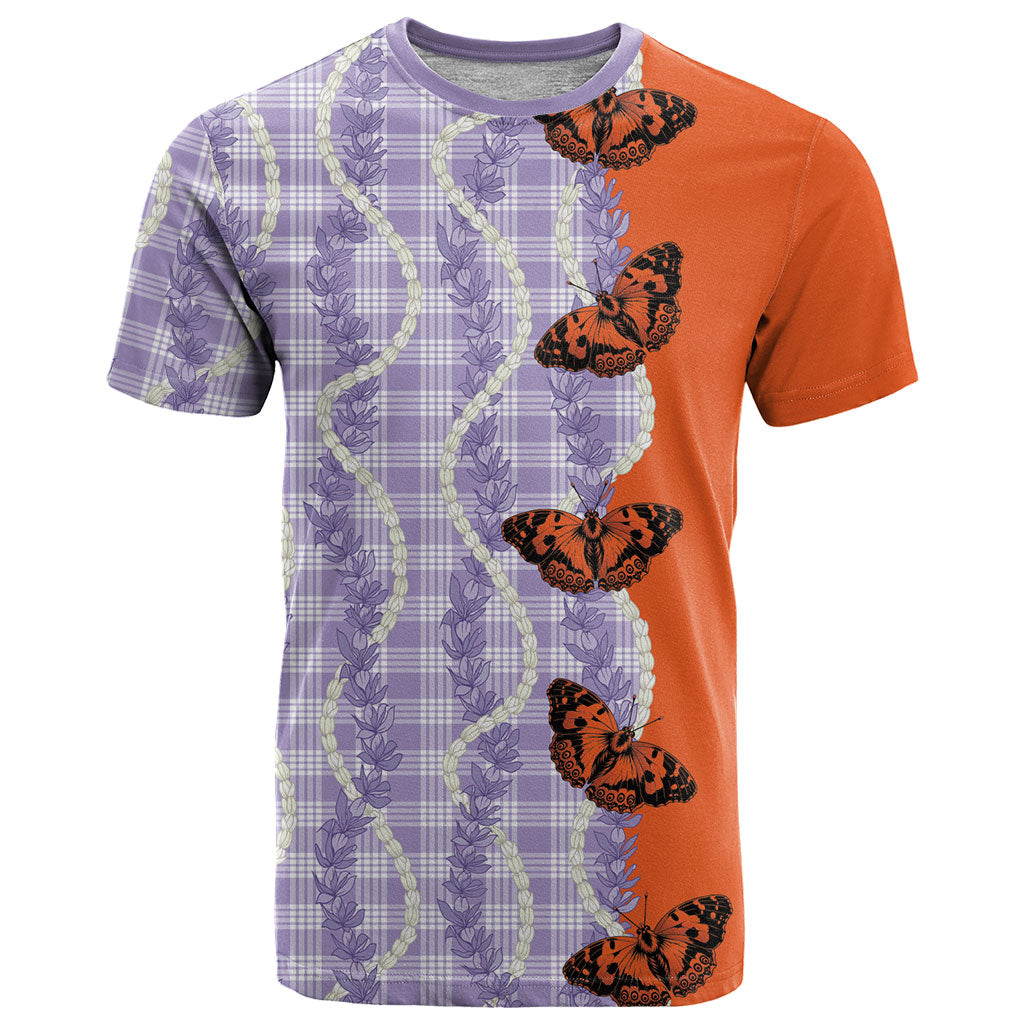 Kamehameha Butterfly Palaka Hawaii T Shirt Pulelehua Honohono Pikake Lei LT14 Purple - Polynesian Pride