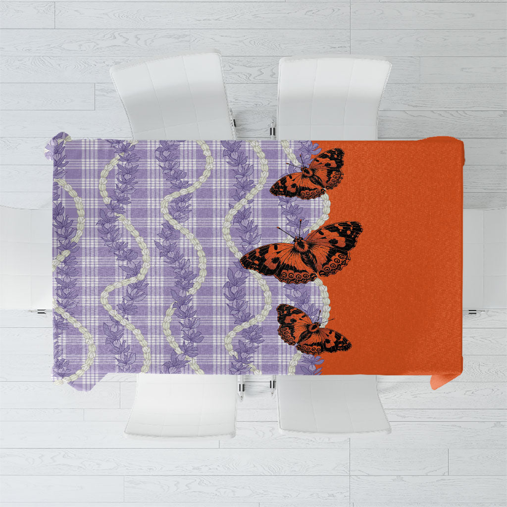 Kamehameha Butterfly Palaka Hawaii Tablecloth Pulelehua Honohono Pikake Lei LT14 Purple - Polynesian Pride
