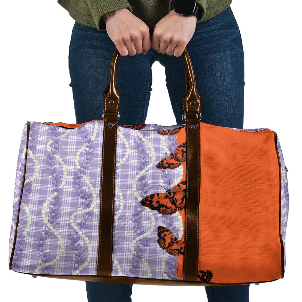 Kamehameha Butterfly Palaka Hawaii Travel Bag Pulelehua Honohono Pikake Lei LT14 Purple - Polynesian Pride