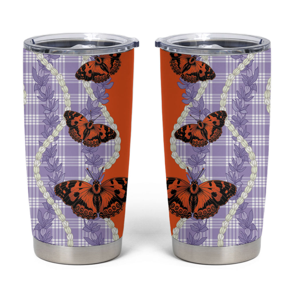 Kamehameha Butterfly Palaka Hawaii Tumbler Cup Pulelehua Honohono Pikake Lei LT14 Purple - Polynesian Pride