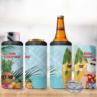 Aloha Hawaii Mele Kalikimaka 4 in 1 Can Cooler Tumbler Chilling Santa With Pineapple - Polynesian Pattern LT14 - Polynesian Pride