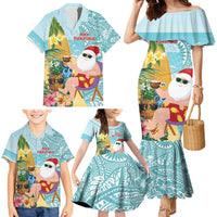 Aloha Hawaii Mele Kalikimaka Family Matching Mermaid Dress and Hawaiian Shirt Chilling Santa With Pineapple - Polynesian Pattern LT14 - Polynesian Pride
