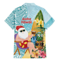 Aloha Hawaii Mele Kalikimaka Family Matching Mermaid Dress and Hawaiian Shirt Chilling Santa With Pineapple - Polynesian Pattern LT14 - Polynesian Pride