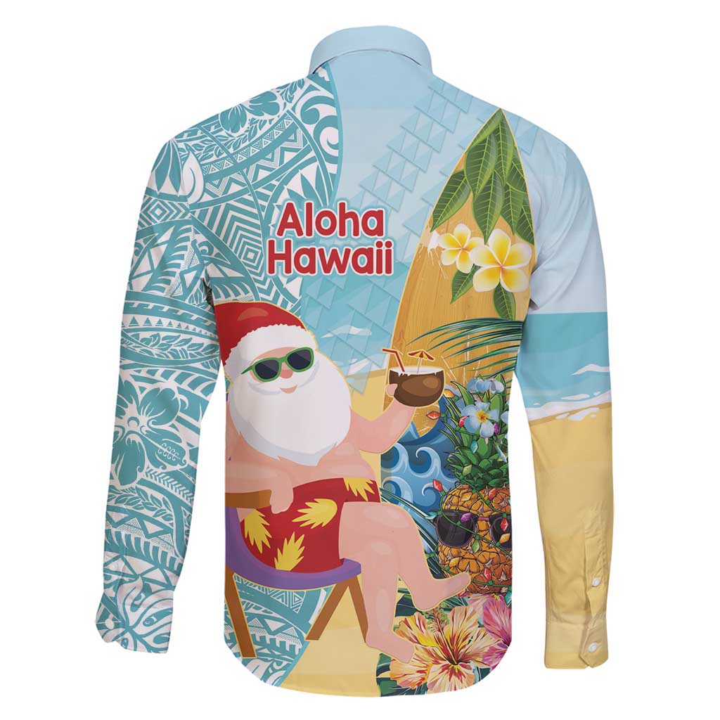 Aloha Hawaii Mele Kalikimaka Family Matching Mermaid Dress and Hawaiian Shirt Chilling Santa With Pineapple - Polynesian Pattern LT14 - Polynesian Pride