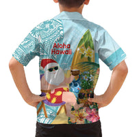Aloha Hawaii Mele Kalikimaka Family Matching Off The Shoulder Long Sleeve Dress and Hawaiian Shirt Chilling Santa With Pineapple - Polynesian Pattern LT14 - Polynesian Pride