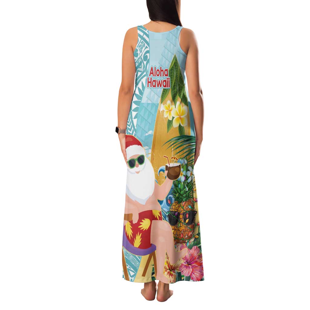 Aloha Hawaii Mele Kalikimaka Family Matching Tank Maxi Dress and Hawaiian Shirt Chilling Santa With Pineapple - Polynesian Pattern LT14 - Polynesian Pride