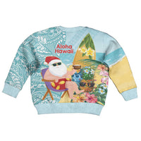 Aloha Hawaii Mele Kalikimaka Kid Ugly Christmas Sweater Chilling Santa With Pineapple - Polynesian Pattern
