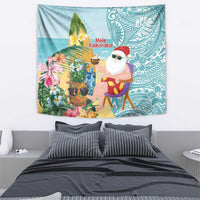 Aloha Hawaii Mele Kalikimaka Tapestry Chilling Santa With Pineapple - Polynesian Pattern