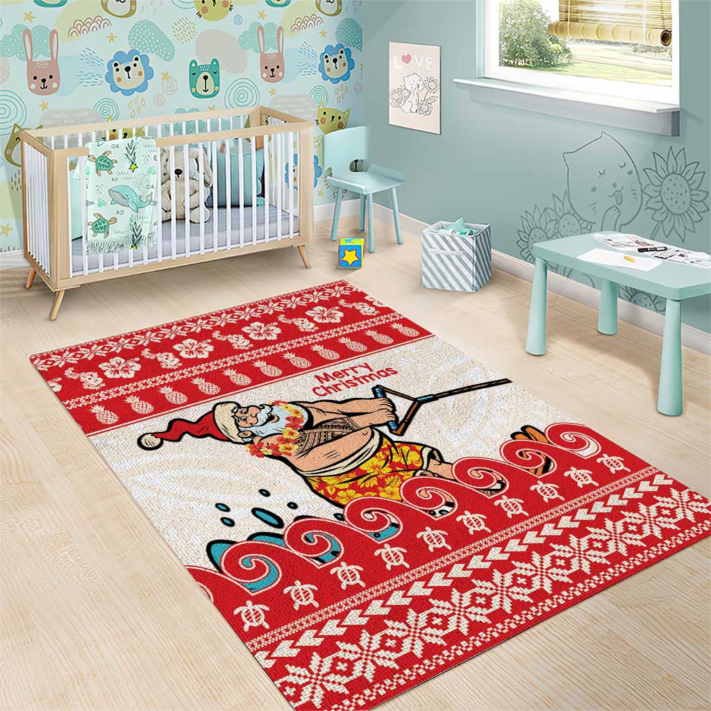Mele Kalikimaka Hawaii Area Rug Water-skiing Santa Tropical Vibes