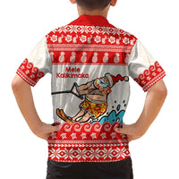 Mele Kalikimaka Hawaii Family Matching Off Shoulder Short Dress and Hawaiian Shirt Water-skiing Santa Tropical Vibes LT14 - Polynesian Pride