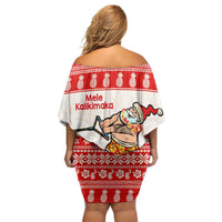 Mele Kalikimaka Hawaii Family Matching Off Shoulder Short Dress and Hawaiian Shirt Water-skiing Santa Tropical Vibes LT14 - Polynesian Pride