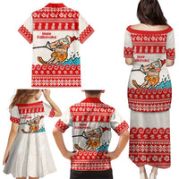 Mele Kalikimaka Hawaii Family Matching Puletasi and Hawaiian Shirt Water-skiing Santa Tropical Vibes LT14 - Polynesian Pride