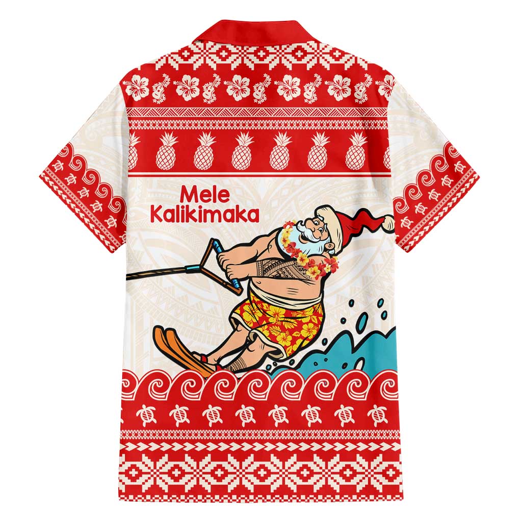 Mele Kalikimaka Hawaii Family Matching Puletasi and Hawaiian Shirt Water-skiing Santa Tropical Vibes LT14 - Polynesian Pride