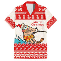 Mele Kalikimaka Hawaii Family Matching Tank Maxi Dress and Hawaiian Shirt Water-skiing Santa Tropical Vibes LT14 Dad's Shirt - Short Sleeve Red - Polynesian Pride